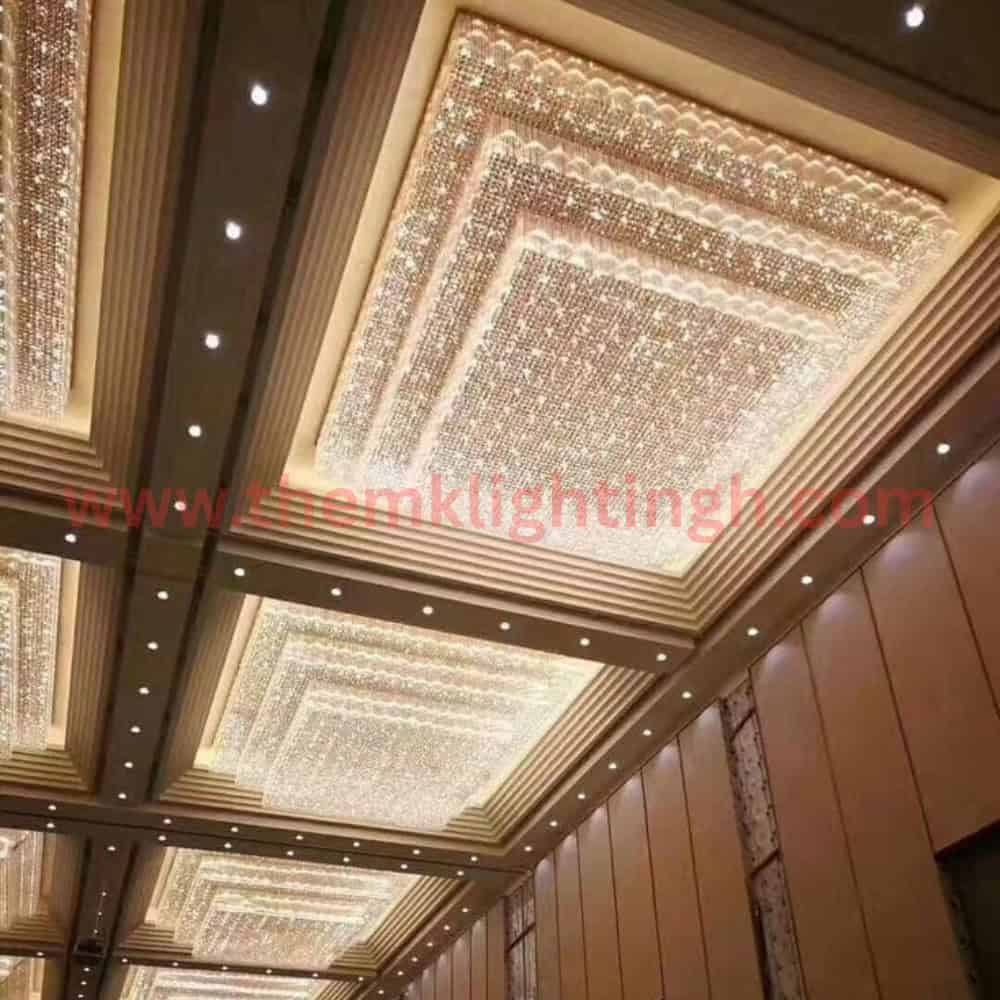 Grand Crystal Banquet Hall Chandelier in Rectangular Multi-Layer Design
