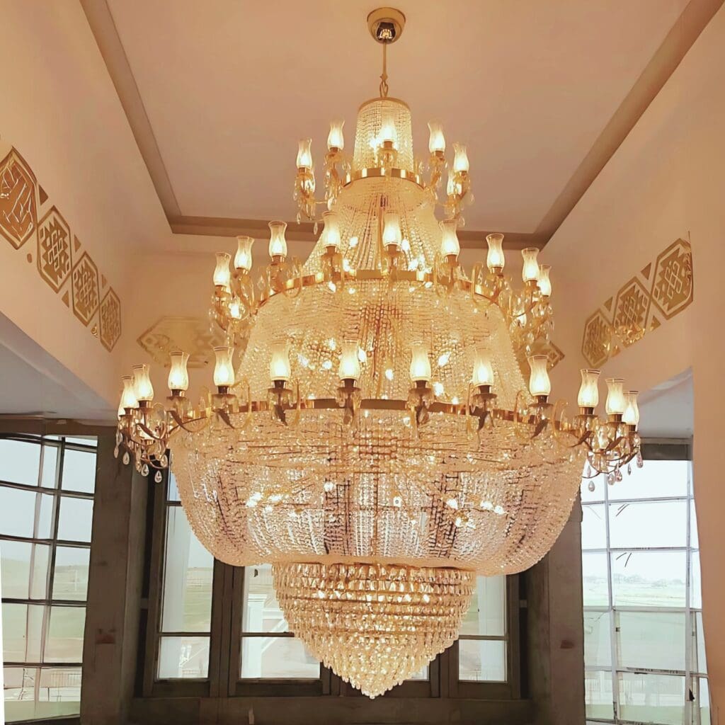 Luxury crystal chandelier with elegant multi-tier design for high ceiling spaces