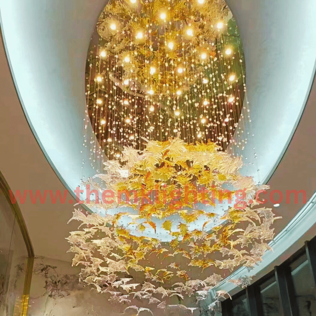 Crystal Leaf Chandelier Custom Luxury Design