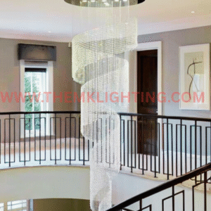Spiral Crystal Chandelier for Duplex Staircase by M.K Lighting