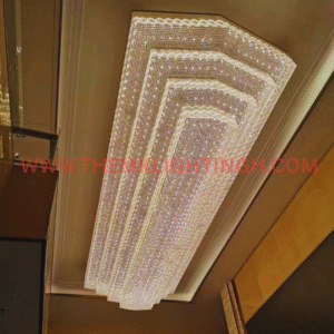 Long Rectangular Crystal Chandelier for Banquet and Lobby Ceiling