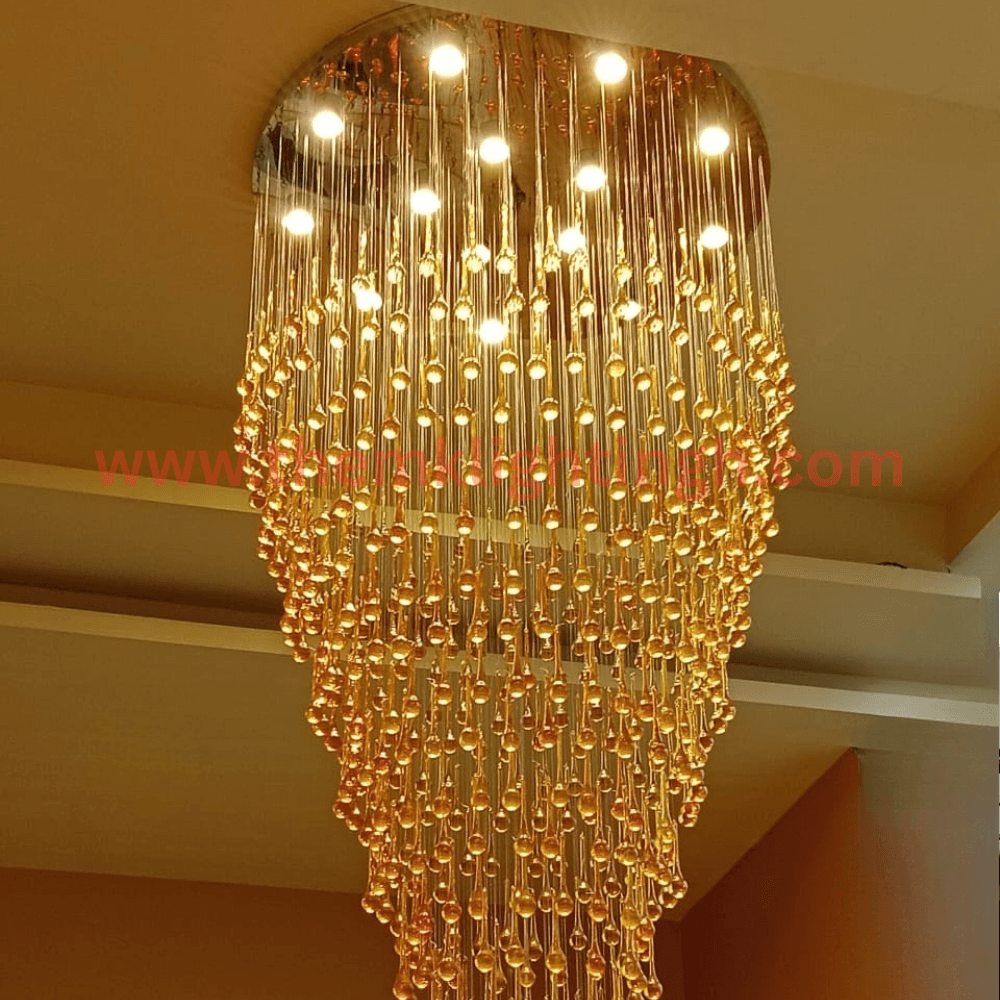 Majestic Glow Hanging Chandelier illuminating a luxury banquet hall ceiling