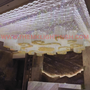 Long Rectangle Crystal Chandelier by M.K Lighting