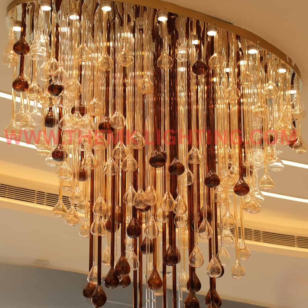 Radisson Blu Hotel Nagpur Custom Chandelier Installation by M.K Lighting