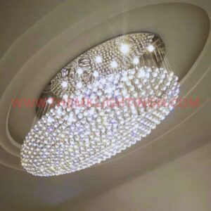 Luxury Design Flush Mount Crystal Chandelier – Compact Elegance for Modern Ceilings