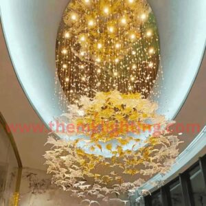 Crystal Leaf Chandelier Custom Luxury Nature Inspired Ceiling Light