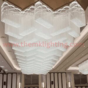 Rectangular Chandelier for Banquet Hall Ceiling – Luxury Crystal Design