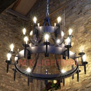 Majestic Twin-Tier Wrought Iron Chandelier