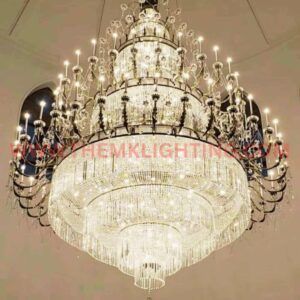Duplex Villa House Chandelier – Grand Multi-Tier Crystal Crown Design
