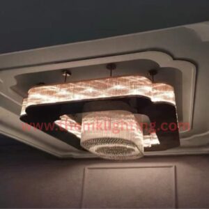 Modern Rectangular Crystal Ceiling Chandelier for Lobby & Banquet Halls