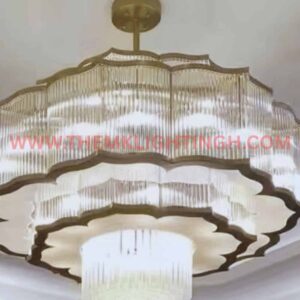 Modern Glass Rod Chandelier – Layered Pendant Design for Villas & Hotels