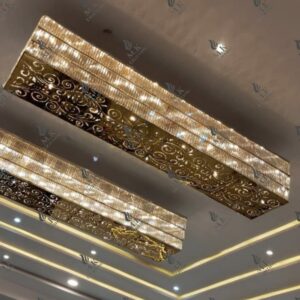 Luxury Rectangular Crystal Ceiling Chandelier for Banquet Hall