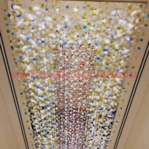 Custom Chandelier Bloom Glass with Multicolour Stones