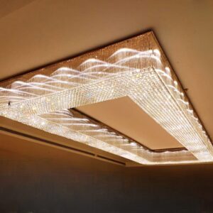 Rectangular Crystal Ceiling Chandelier for Banquet & Lobby