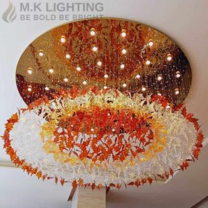 Luxury Round Leaf Chandelier with Crystal