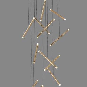 Luxury Double Height Linear LED Chandelier – Gold Finish